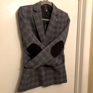 Tommy Hilfiger Plaid Elbow Patch Two-Button Blazer